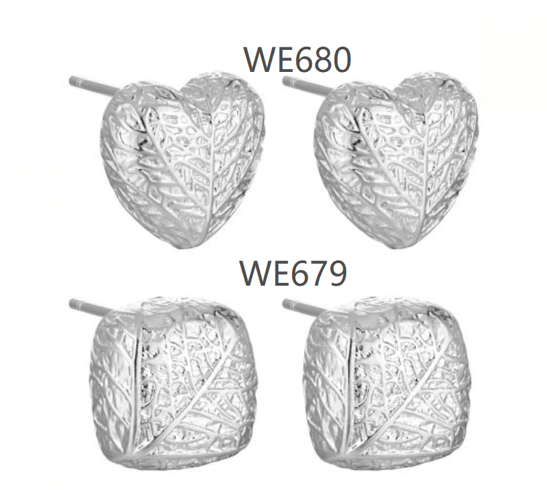Lady Geometry Square Heart Leaves 925 Sterling Silver Stud Earrings - KIAHMILLA