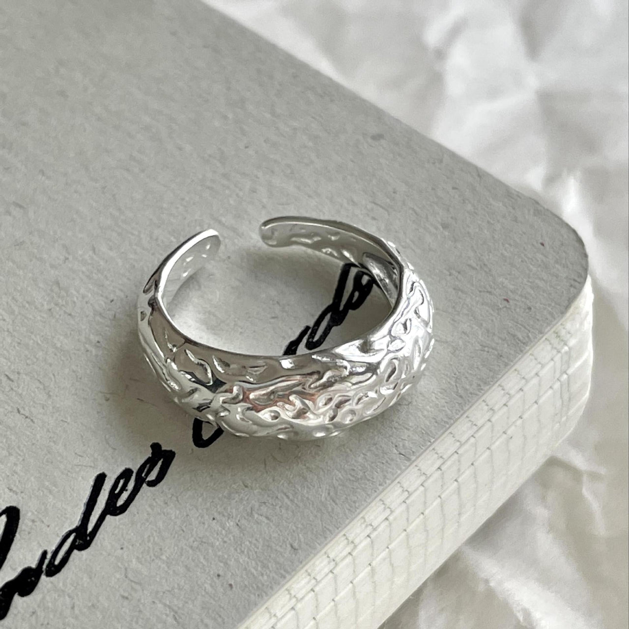 Lady Irregular Pattern 925 Sterling Silver Adjustable Ring - KIAHMILLA
