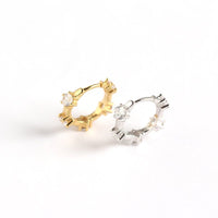 Lady Round CZ Geometry 925 Sterling Silver Hoop Earrings - KIAHMILLA