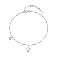 Love Always Being At Last 925 Sterling Silver Bead White CZ Foot Anklet - KIAHMILLA