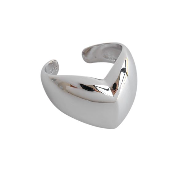 Masculine Big Heart Love 925 Sterling Silver Adjustable Ring - KIAHMILLA