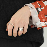 Masculine Big Heart Love 925 Sterling Silver Adjustable Ring - KIAHMILLA