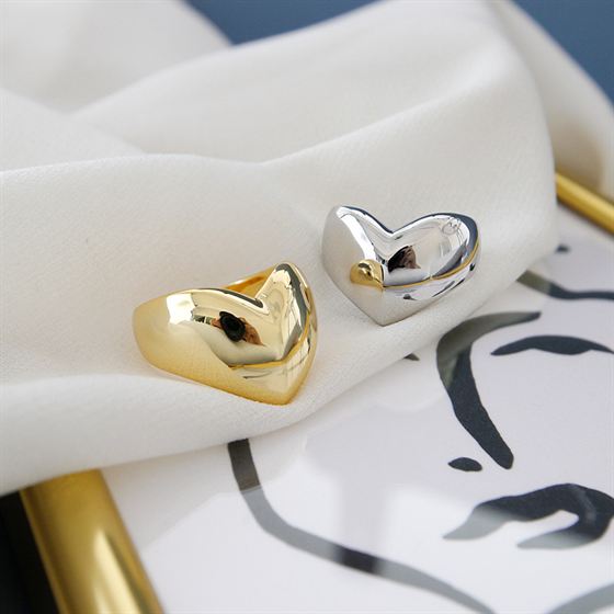 Masculine Big Heart Love 925 Sterling Silver Adjustable Ring - KIAHMILLA