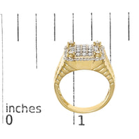 Men's 14K Yellow Gold Plated Sterling Silver 1.0 Cttw Diamond Square Motif Band Ring - KIAHMILLA