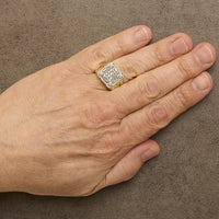 Men's 14K Yellow Gold Plated Sterling Silver 1.0 Cttw Diamond Square Motif Band Ring - KIAHMILLA