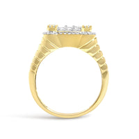 Men's 14K Yellow Gold Plated Sterling Silver 1.0 Cttw Diamond Square Motif Band Ring - KIAHMILLA