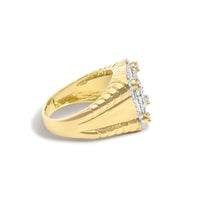 Men's 14K Yellow Gold Plated Sterling Silver 1.0 Cttw Diamond Square Motif Band Ring - KIAHMILLA