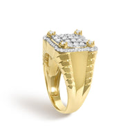 Men's 14K Yellow Gold Plated Sterling Silver 1.0 Cttw Diamond Square Motif Band Ring - KIAHMILLA