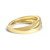 Men's 14K Yellow Gold Plated Sterling Silver 1/4 Cttw Diamond Two Row Channel Band Ring - KIAHMILLA