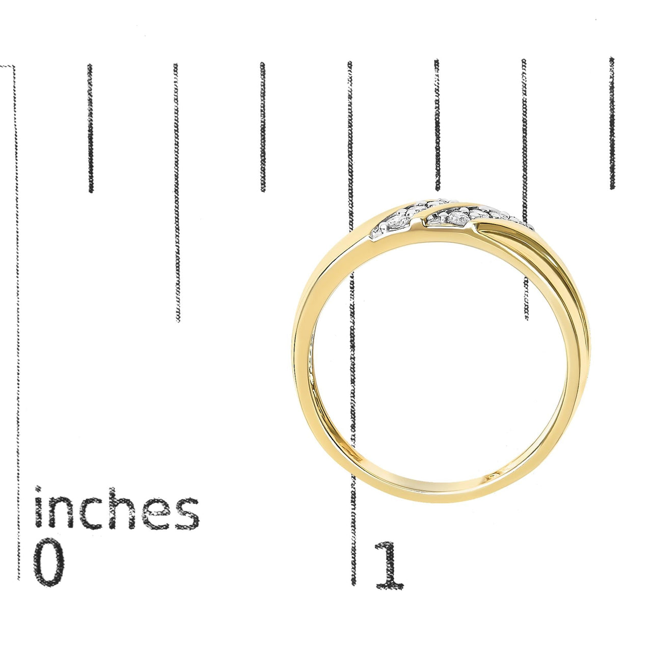 Men's 14K Yellow Gold Plated Sterling Silver 1/4 Cttw Diamond Two Row Channel Band Ring - KIAHMILLA