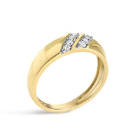 Men's 14K Yellow Gold Plated Sterling Silver 1/4 Cttw Diamond Two Row Channel Band Ring - KIAHMILLA