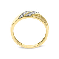 Men's 14K Yellow Gold Plated Sterling Silver 1/4 Cttw Diamond Two Row Channel Band Ring - KIAHMILLA