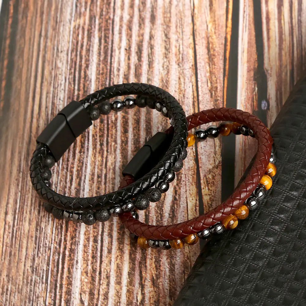 Men's Handmade Tiger Eye Natural Stone Bracelet - Coolpeacock