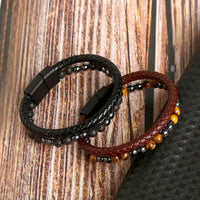 Men's Handmade Tiger Eye Natural Stone Bracelet - Coolpeacock