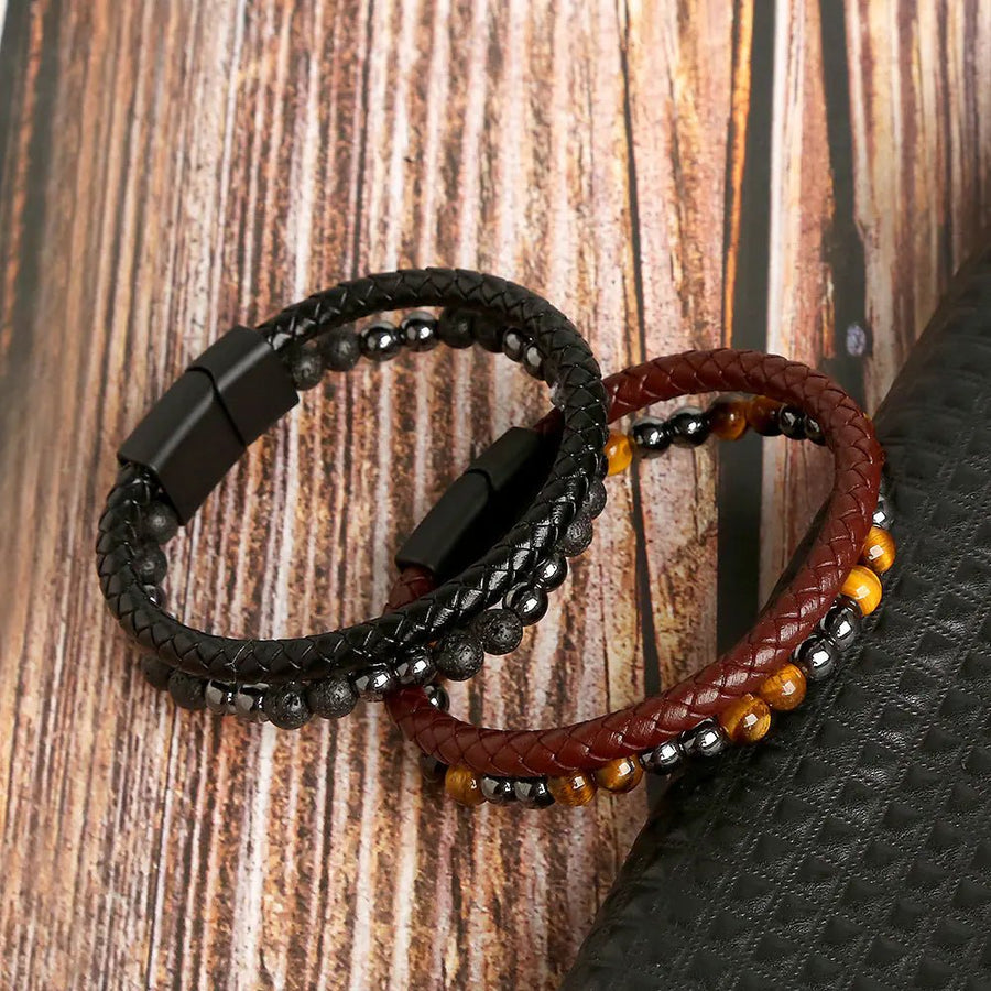 Men's Handmade Tiger Eye Natural Stone Bracelet - Coolpeacock