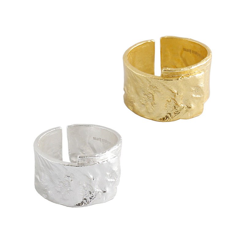 Men's Irregular Wide Geometry 925 Sterling Silver Adjustable Ring - KIAHMILLA