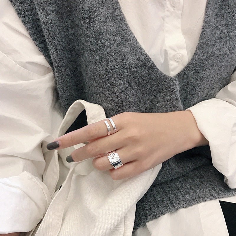 Men's Irregular Wide Geometry 925 Sterling Silver Adjustable Ring - KIAHMILLA