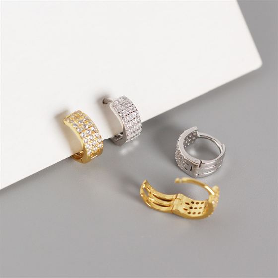 Micro Setting CZ 925 Sterling Silver Huggie Hoop Earrings - KIAHMILLA