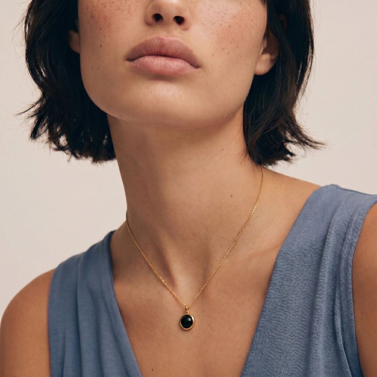 Midnight Agate Circle Necklace by KIAHMILLA - KIAHMILLA