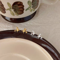 Mini Shining Four Pointed Star 925 Sterling Silver Stud Earrings - KIAHMILLA