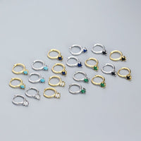 Minimalism Colorful Drop Round CZ 925 Sterling Silver Hoop Earrings - KIAHMILLA