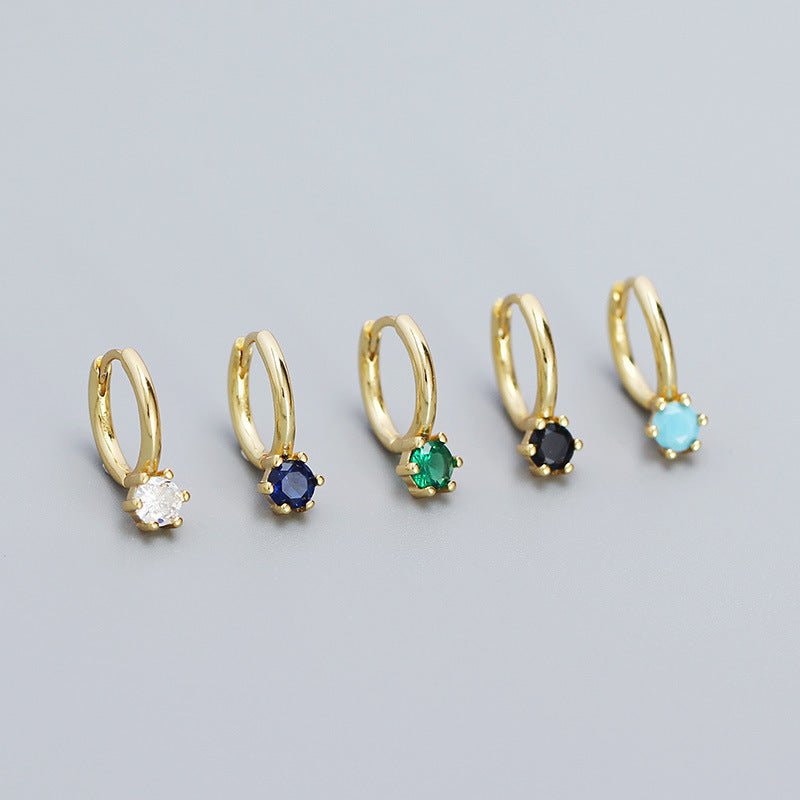 Minimalism Colorful Drop Round CZ 925 Sterling Silver Hoop Earrings - KIAHMILLA