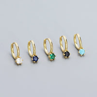 Minimalism Colorful Drop Round CZ 925 Sterling Silver Hoop Earrings - KIAHMILLA