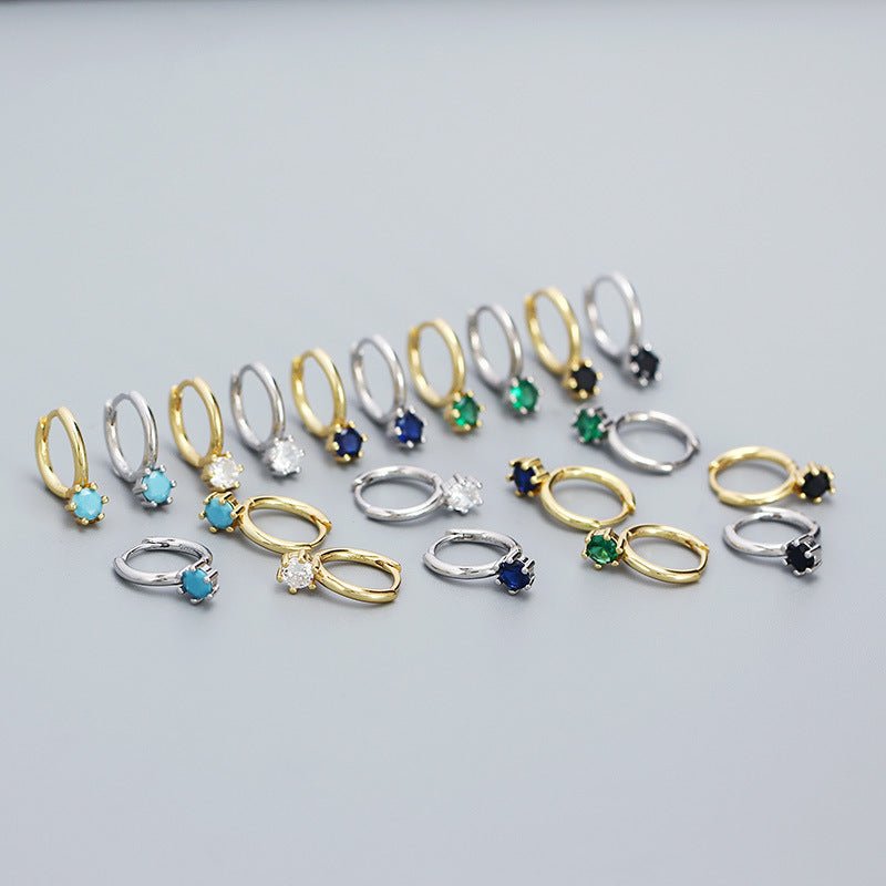 Minimalism Colorful Drop Round CZ 925 Sterling Silver Hoop Earrings - KIAHMILLA