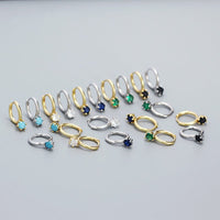 Minimalism Colorful Drop Round CZ 925 Sterling Silver Hoop Earrings - KIAHMILLA