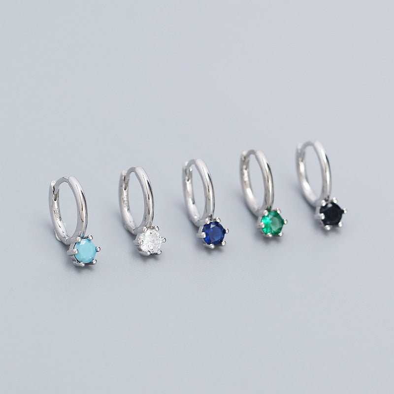 Minimalism Colorful Drop Round CZ 925 Sterling Silver Hoop Earrings - KIAHMILLA