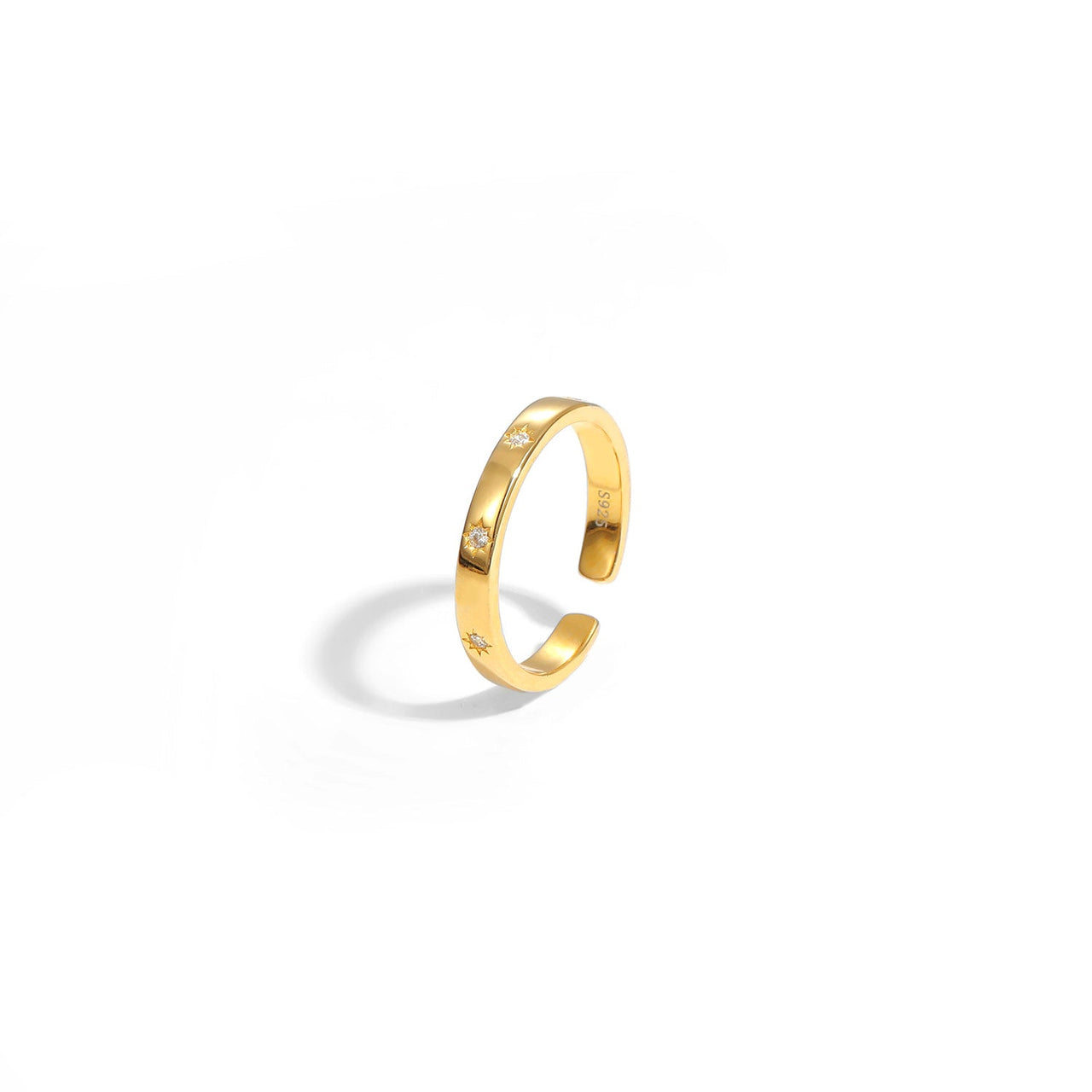 Minimalism CZ Golden 925 Sterling Silver Adjustable Ring - KIAHMILLA