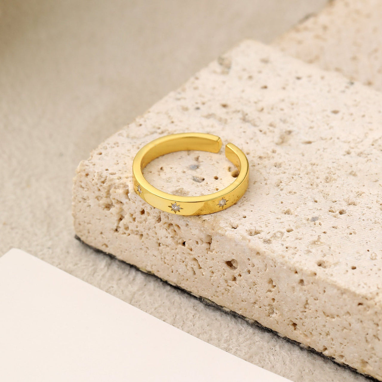 Minimalism CZ Golden 925 Sterling Silver Adjustable Ring - KIAHMILLA