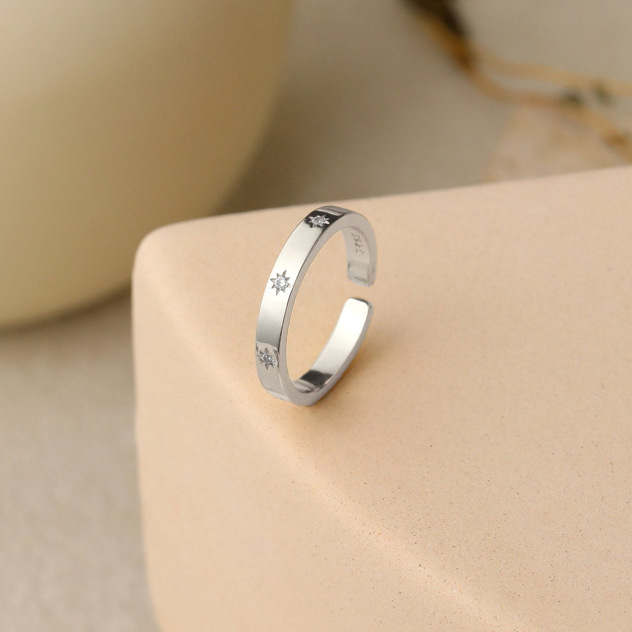 Minimalism CZ Golden 925 Sterling Silver Adjustable Ring - KIAHMILLA