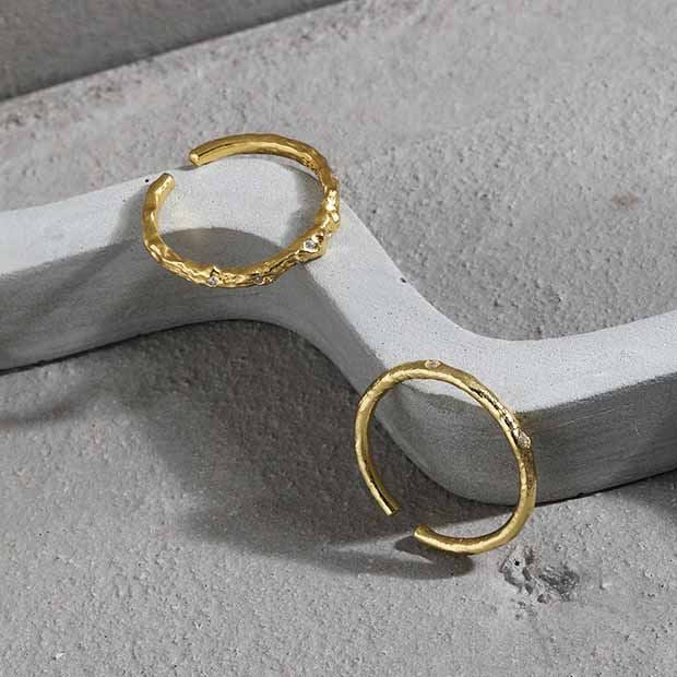 Minimalism CZ Irregular 925 Sterling Silver Adjustable Ring - KIAHMILLA