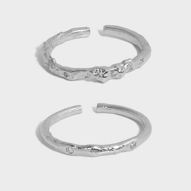 Minimalism CZ Irregular 925 Sterling Silver Adjustable Ring - KIAHMILLA