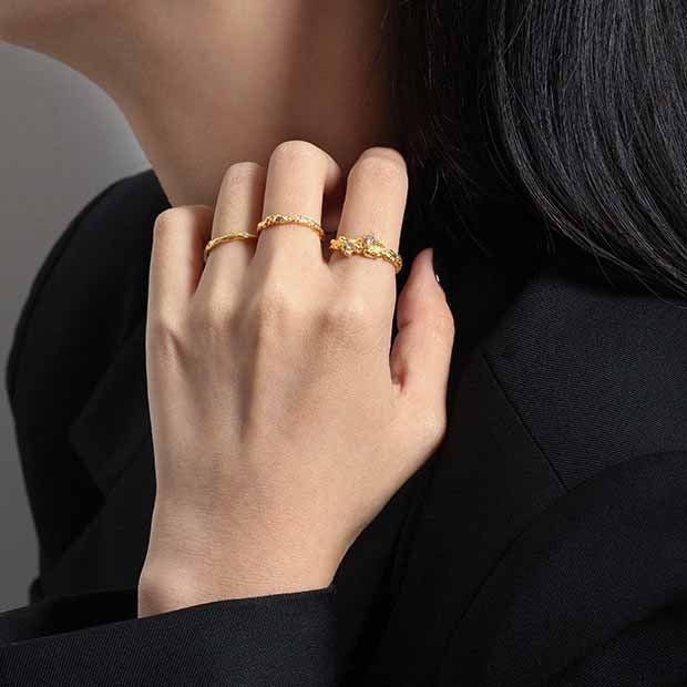 Minimalism CZ Irregular 925 Sterling Silver Adjustable Ring - KIAHMILLA