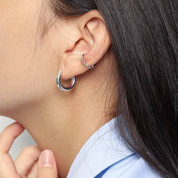 Minimalism Geometry Mini Circles 925 Sterling Silver Huggie Hoop Earrings - KIAHMILLA