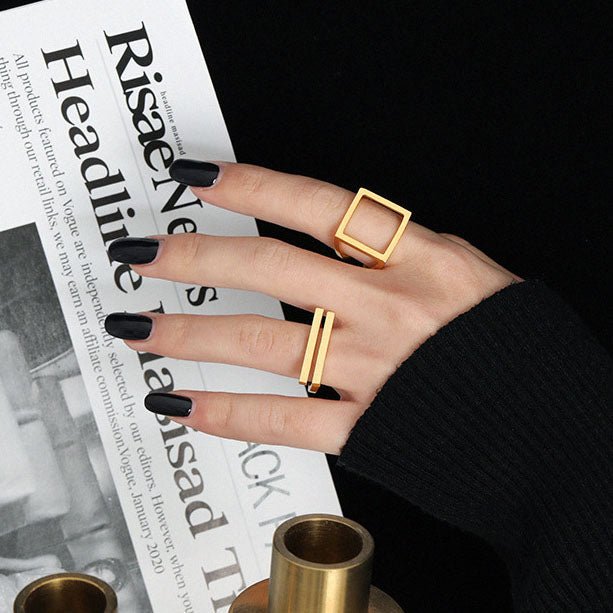 Minimalism Geometry Strips 925 Sterling Silver Adjustable Ring - KIAHMILLA