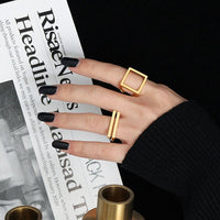 Minimalism Geometry Strips 925 Sterling Silver Adjustable Ring - KIAHMILLA