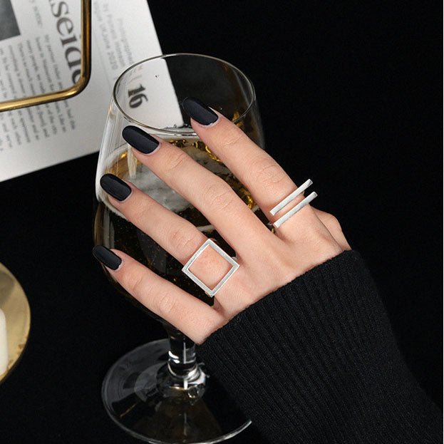 Minimalism Geometry Strips 925 Sterling Silver Adjustable Ring - KIAHMILLA