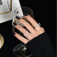 Minimalism Geometry Strips 925 Sterling Silver Adjustable Ring - KIAHMILLA