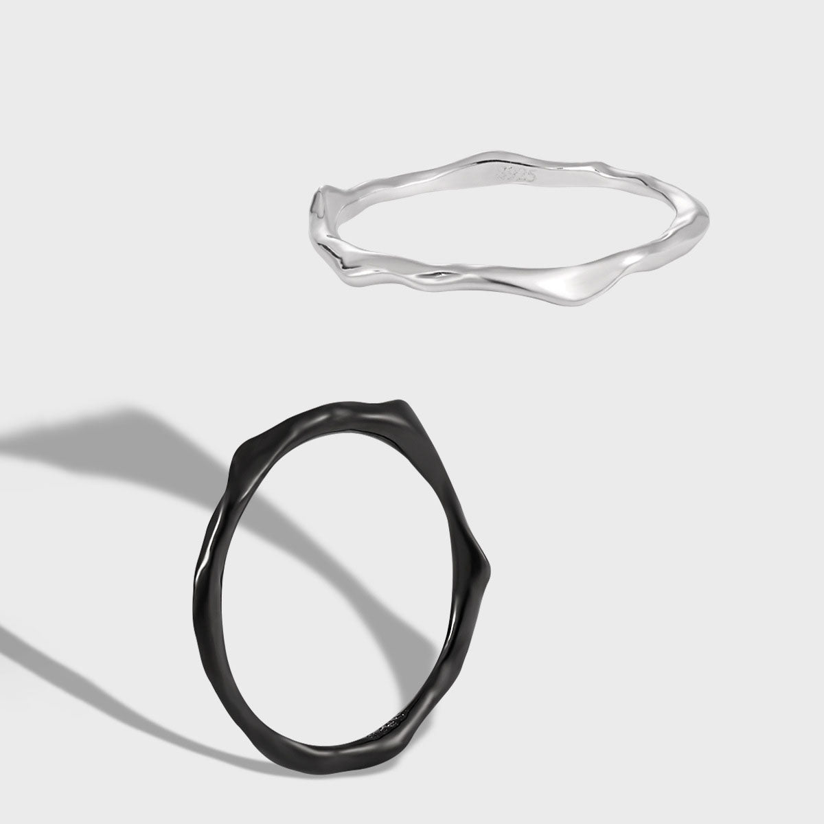 Minimalism Irregular 925 Sterling Silver Fine Circle Stacker Ring - KIAHMILLA