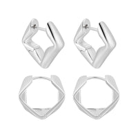Minimalism Irregular Geometry Square 925 Sterling Silver Hoop Earrings - KIAHMILLA