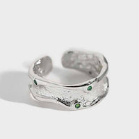 Minimalism Irregular Green CZ 925 Sterling Silver Adjustable Ring - KIAHMILLA