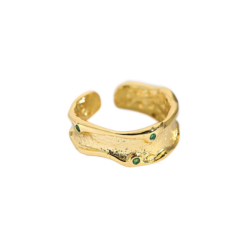 Minimalism Irregular Green CZ 925 Sterling Silver Adjustable Ring - KIAHMILLA