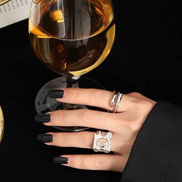 Minimalism Line Crossing 925 Sterling Silver Adjustable Ring - KIAHMILLA