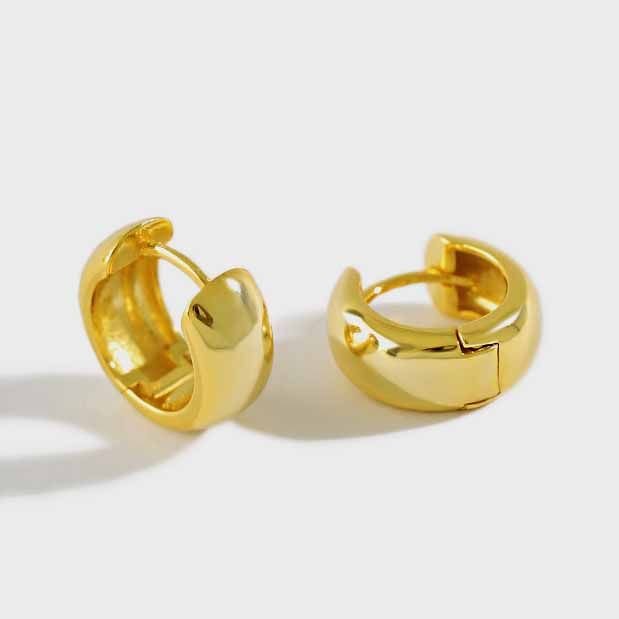 Minimalism Mini Wide Circle 925 Sterling Silver Huggie Hoop Earrings - KIAHMILLA