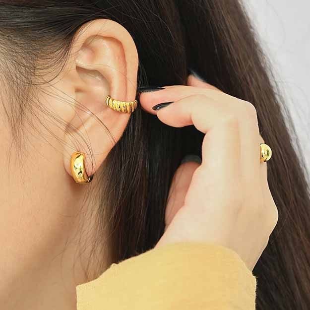Minimalism Mini Wide Circle 925 Sterling Silver Huggie Hoop Earrings - KIAHMILLA