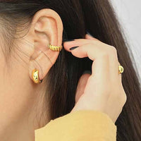 Minimalism Mini Wide Circle 925 Sterling Silver Huggie Hoop Earrings - KIAHMILLA
