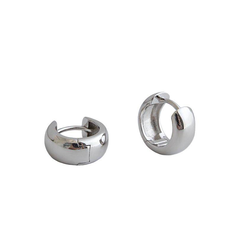 Minimalism Mini Wide Circle 925 Sterling Silver Huggie Hoop Earrings - KIAHMILLA